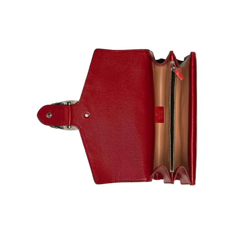 GUCCI Dionysus Leather Crossbody Bag Trumpets Women's Burgundy/Beige/Yellow/Color Block-4