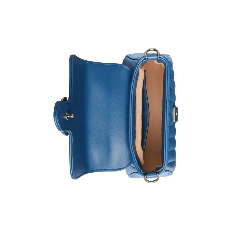 GUCCI Marmont Leather Shoulder Bag Crossbody Bag Handbag Mini Women's Blue-4