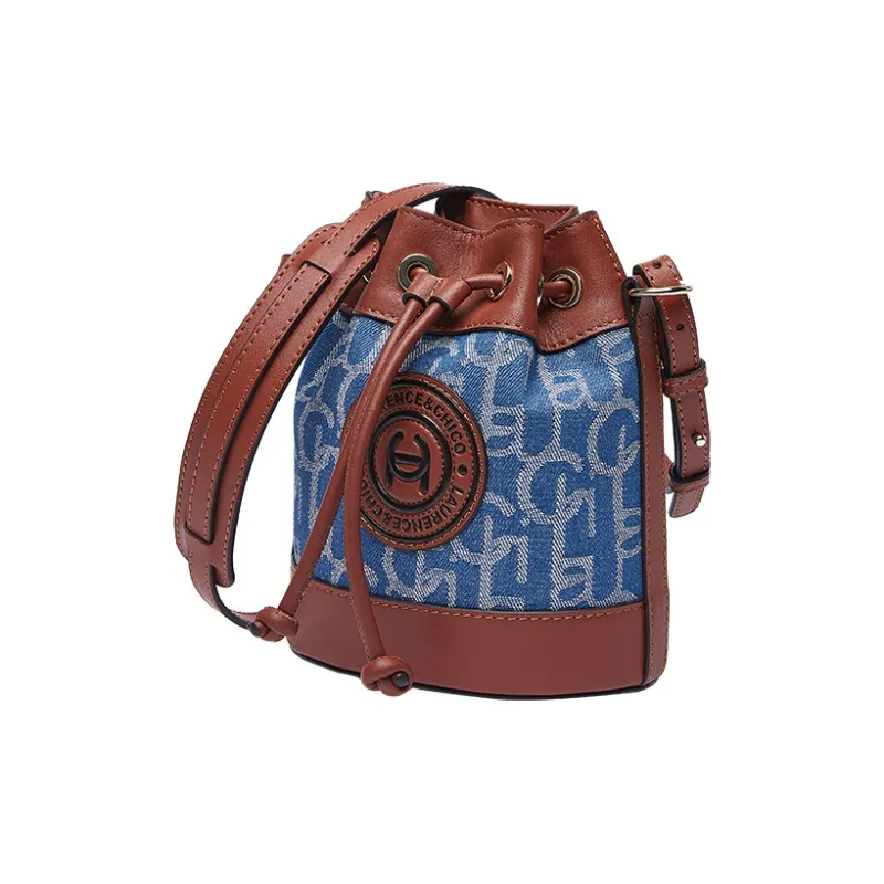 Laurence & Chico Denim Flower Pot Bag, One Shoulder Handbag, Crossbody Bag Trumpets Women's Red Brown/Blue-6