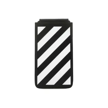 OFF-WHITE Leather Small Card Holder Crossbody Bag Shoulder Bag Unisex Black