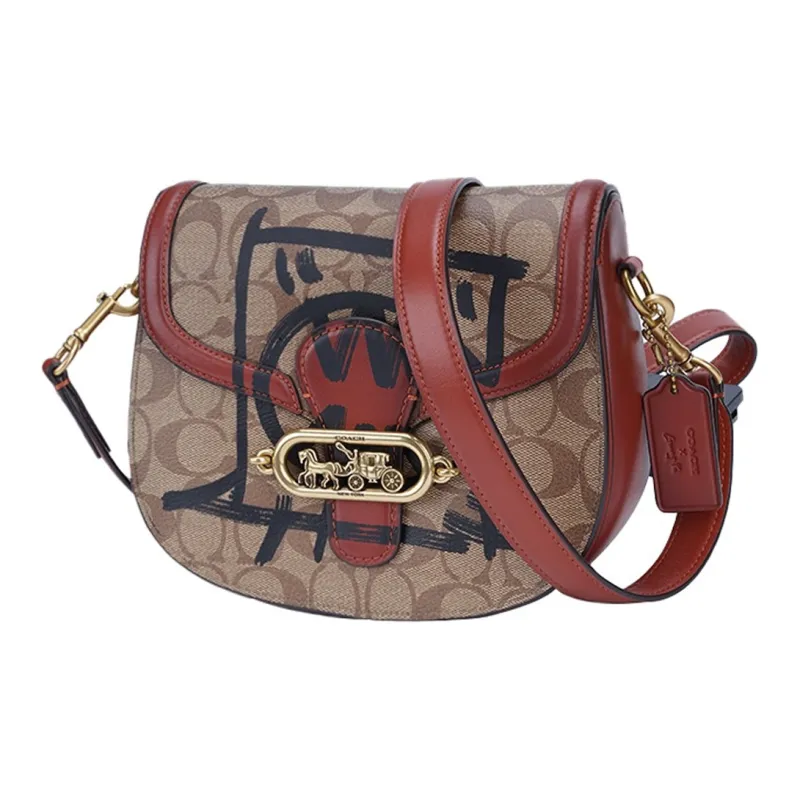 COACH Jade Leather Portable Crossbody Bag Shoulder Bag Women's Khaki-1