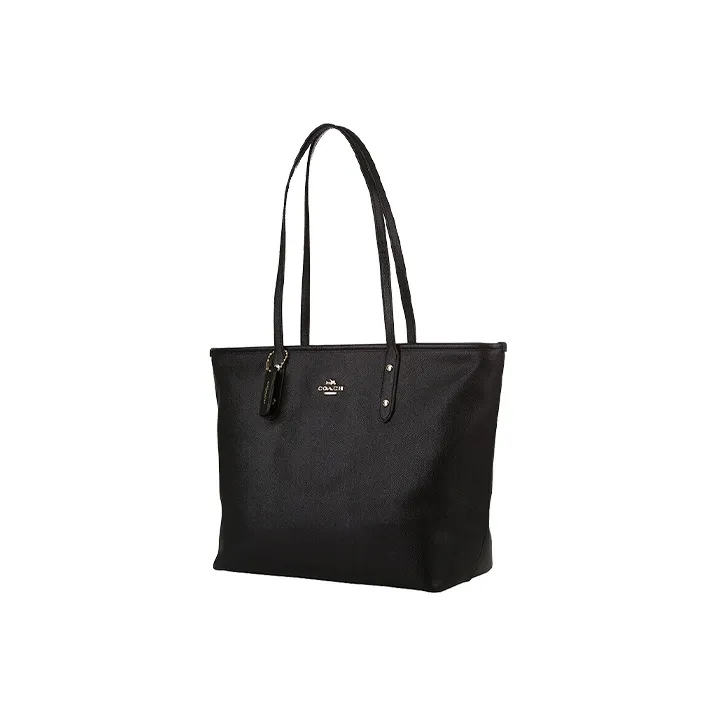 COACH City Zip Tote Cow Leather Tote Bag, Shopping Bag, Shoulder Bag Women's Black-2
