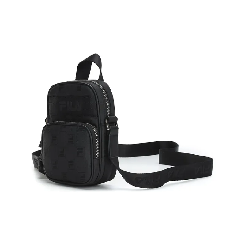 FILA Athletics Fabric, Synthetic Leather Crossbody Handbag Unisex Pure Black-4