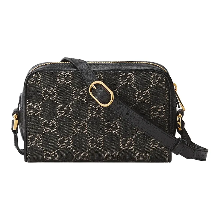 GUCCI Ophidia Denim Camera Bag, Crossbody Handbag, Shoulder Bag Women's Black-3