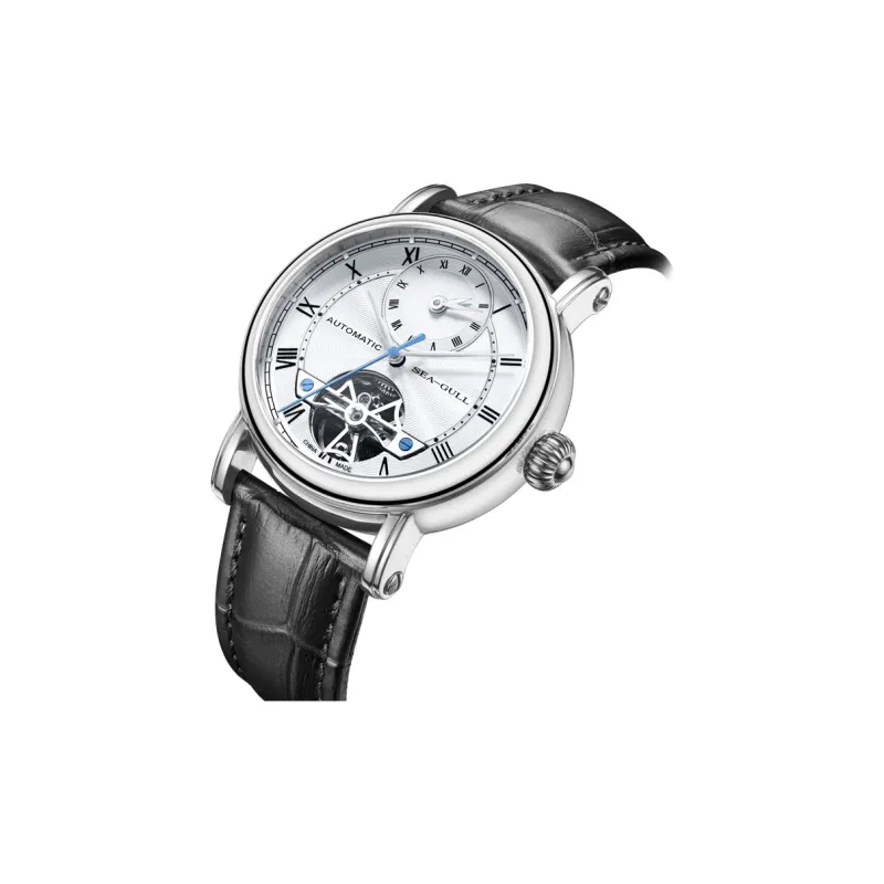 Sea Gull LE BRASSUS Automatic Mechanical Movement Cow Leather Strap Watch Men's Watches White Dial-1