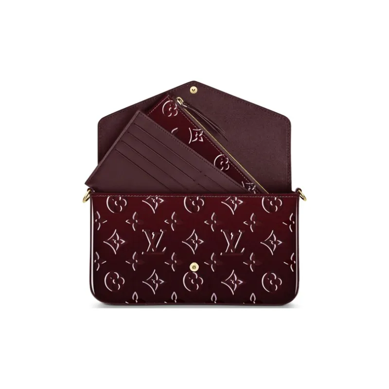 LOUIS VUITTON Pochette Felicie Monogram Vernis Amarante-5