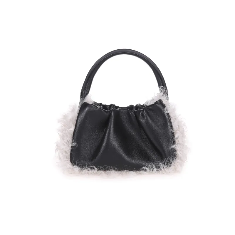 QULU Sheepskin Shoulder Bag Crossbody Bag Handbag Mini Women's White-49