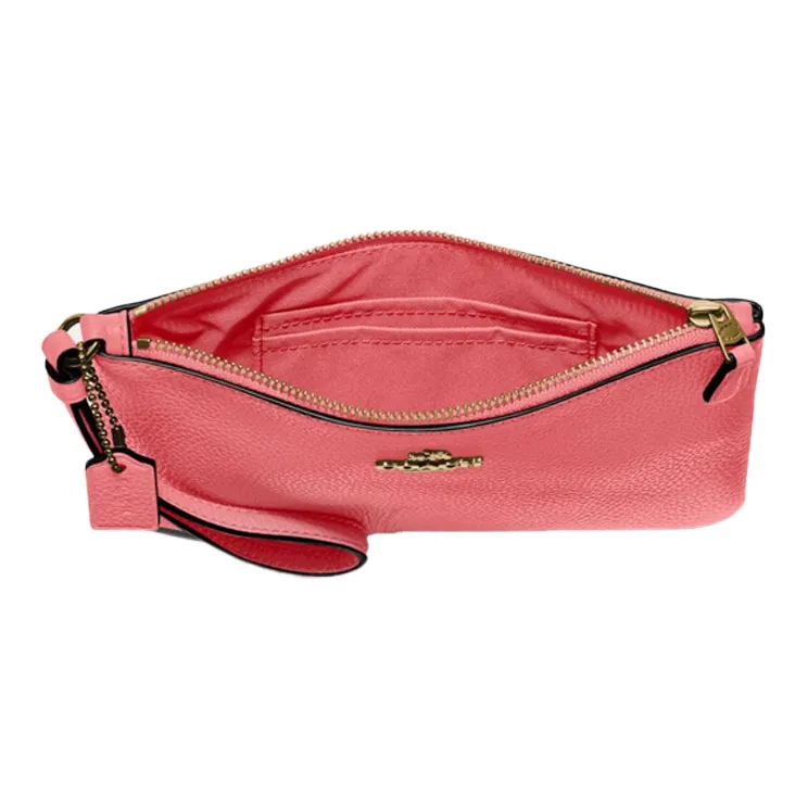 COACH Grain Leather Wrist Bag Pochette Clutch Trumpets Women's Candy Cherry Blossom Pink-2