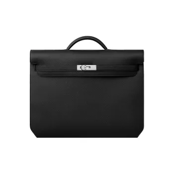 HERMES Kelly Depeches Epsom Leather Business Bag Handbag Men's Noir Black