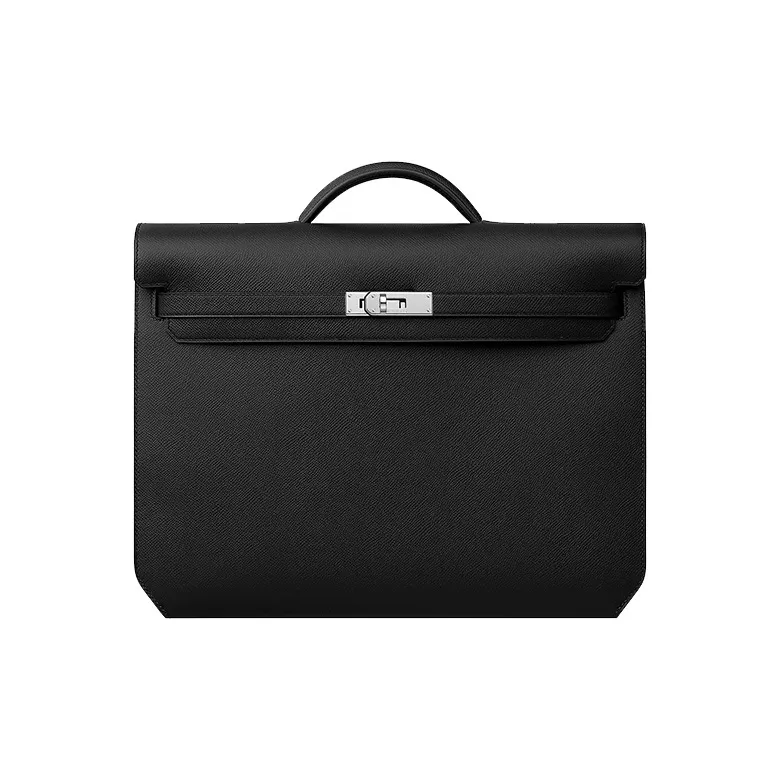 HERMES Kelly Depeches Epsom Leather Business Bag Handbag Men's Noir Black-0