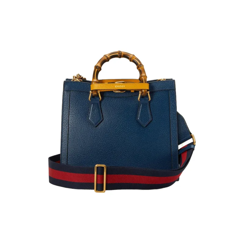 GUCCI Diana Leather Tote Bag, Shopping Bag, Shoulder Bag, Crossbody Bag, Handbag Small Size Women's Blue-4