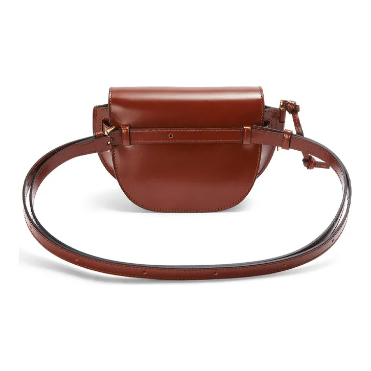 LOEWE Gate Smooth Calf Leather Saddle Bag Shoulder Bag Crossbody Bag Mini Women's Cognac/White-4