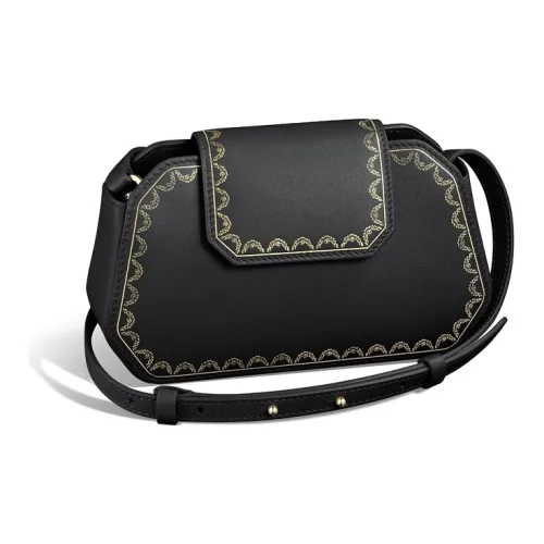 CARTIER GUIRLANDE Calfskin Shoulder Bag Handbag Crossbody Bag Extra Small Black
