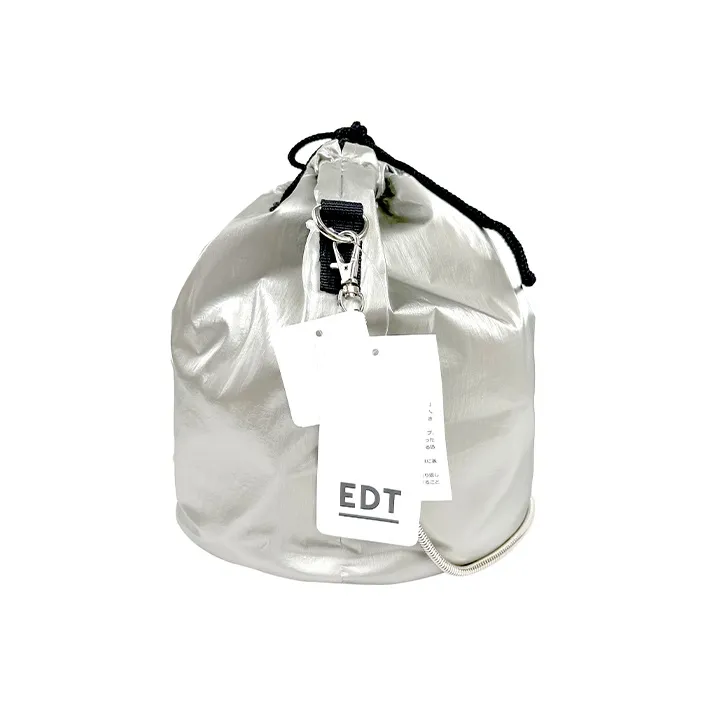 EDT Woolen Drawstring Bucket Bag Shoulder Bag Crossbody Bag Handbag Small Size Unisex Silver-2