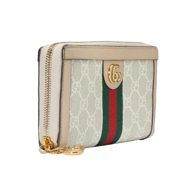 GUCCI Ophidia Canvas Wallet Women's White/Pink-1