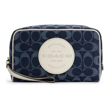 COACH Dempsey Leather Cotton Small Square Bag, Camera Bag, Makeup Bag, Clutch Women's Denim