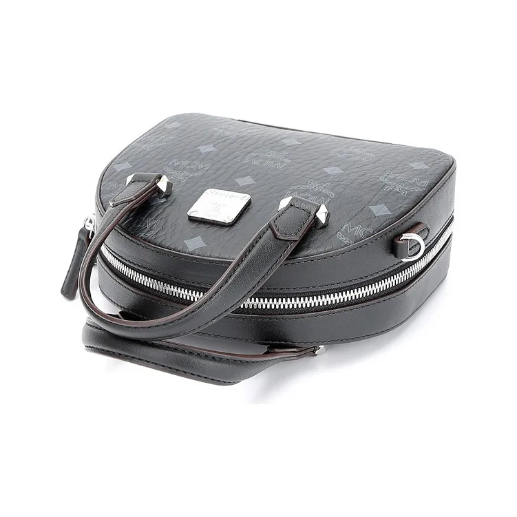 MCM Essential Visetos Origina Leather Crescent Bag, Crossbody Bag, One Shoulder Handbag Mini Women's Black-4
