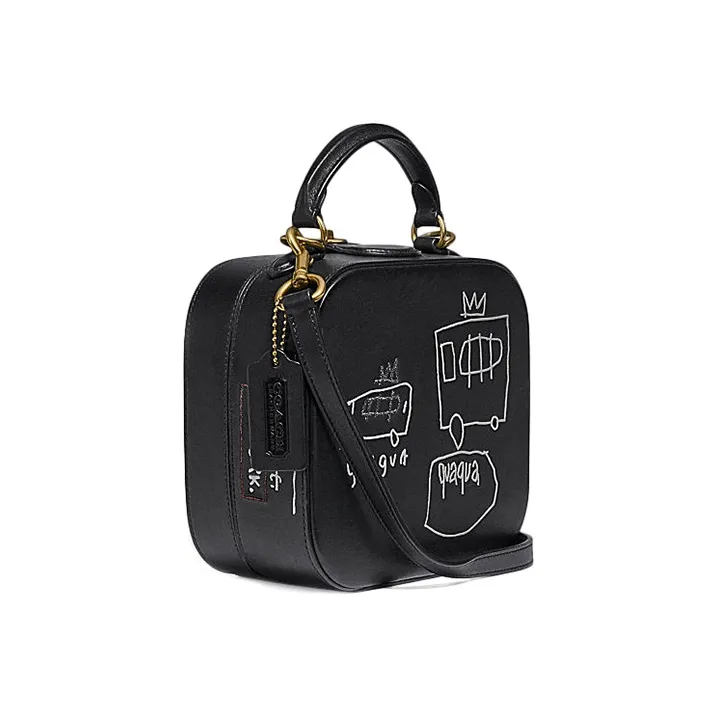 COACH Basquiat Collaboration Leather Handbag, Shoulder Bag Trumpets Women's Black-1