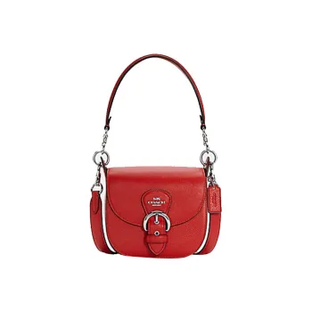 COACH Kleo Leather Saddle Bag Portable Crossbody Bag Shoulder Bag Women's Red