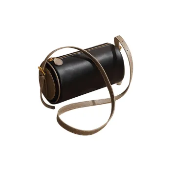 MQ Genuine Leather Pillow Bag Shoulder Bag Cylinder Bag Shoulder Bag Crossbody Bag Regular Women's Black