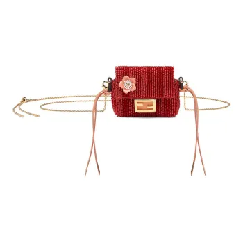 FENDI Baguette Enamel Metal Finish Earphone Case Baguette Bag Shoulder Bag Crossbody Bag Women's Red