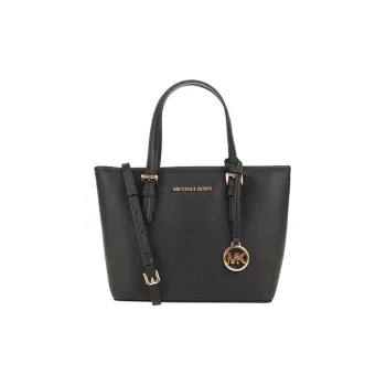 MICHAEL KORS Jet Set Cow Leather Tote Bag Shopping Bag Handbag Shoulder Bag Small Size Women's Pure Black