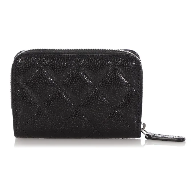 CHANEL So Black Cow Leather Coin Purse Women's Black-3