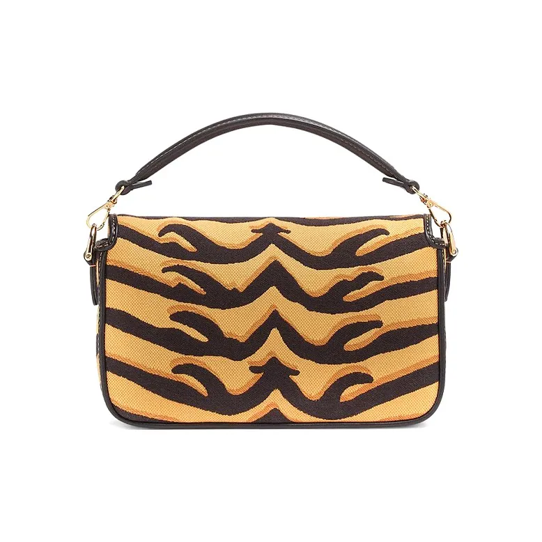 FENDI Baguette Calfskin Baguette Bag Handbag Shoulder Bag Crossbody Bag Mini Women's Deep Yellow/Black-2
