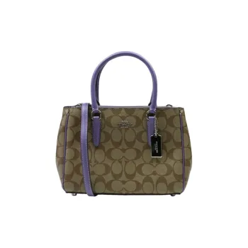COACH Surrey Coated Canvas Handbag Women's Coffee Monogram With Purple