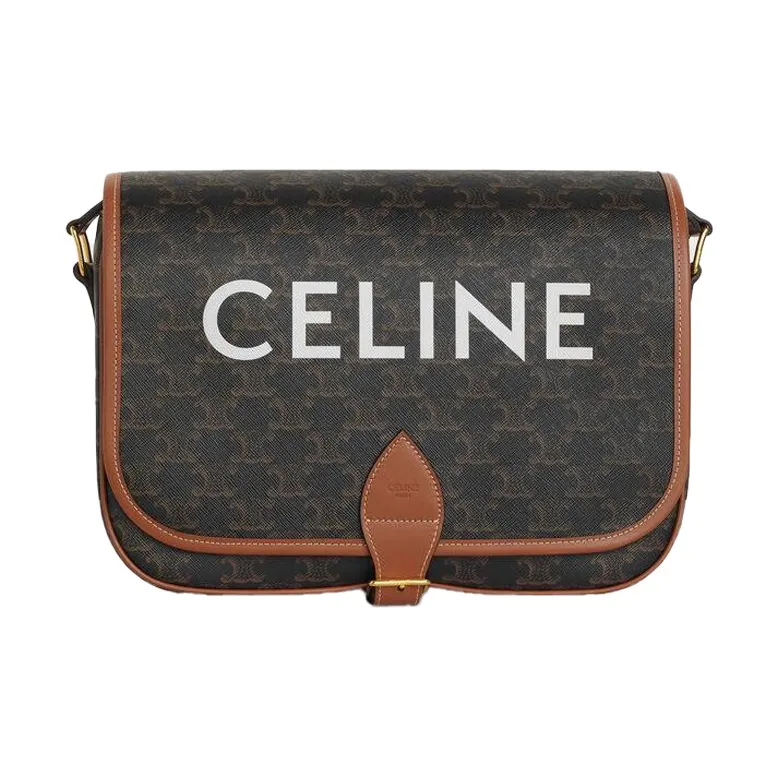 CELINE Triomphe Canvas Messenger Bag Crossbody Bags Shoulder Bags Mini Unisex Tawny-0