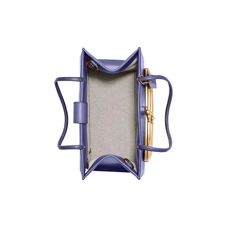COACH Cashin Leather Tote Bag, Shopping Bag, One Shoulder Handbag Trumpets Women's Purple-2