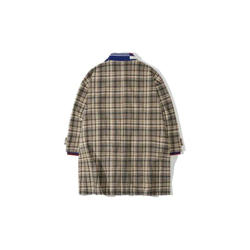 UNVESNO Puffer Jackets Unisex Brown Plaid Pattern-1