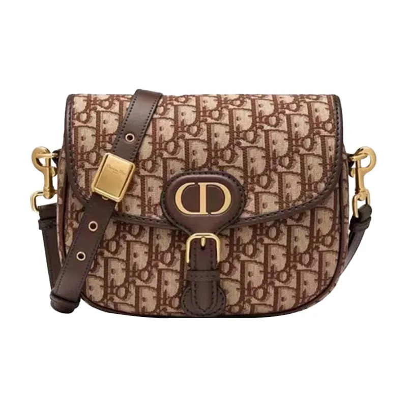 DIOR Bobby Cow Leather Handbag Shoulder Bag Crossbody Bag Medium Size Women's Brown-0