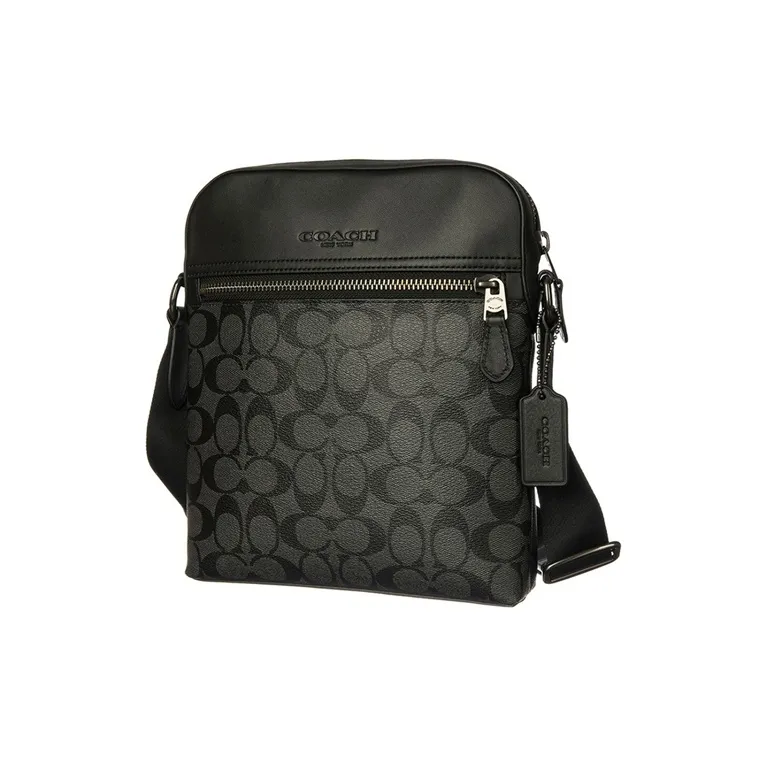 COACH Houston PVC Shoulder Bag, Crossbody Bag Trumpets Men's Black-1