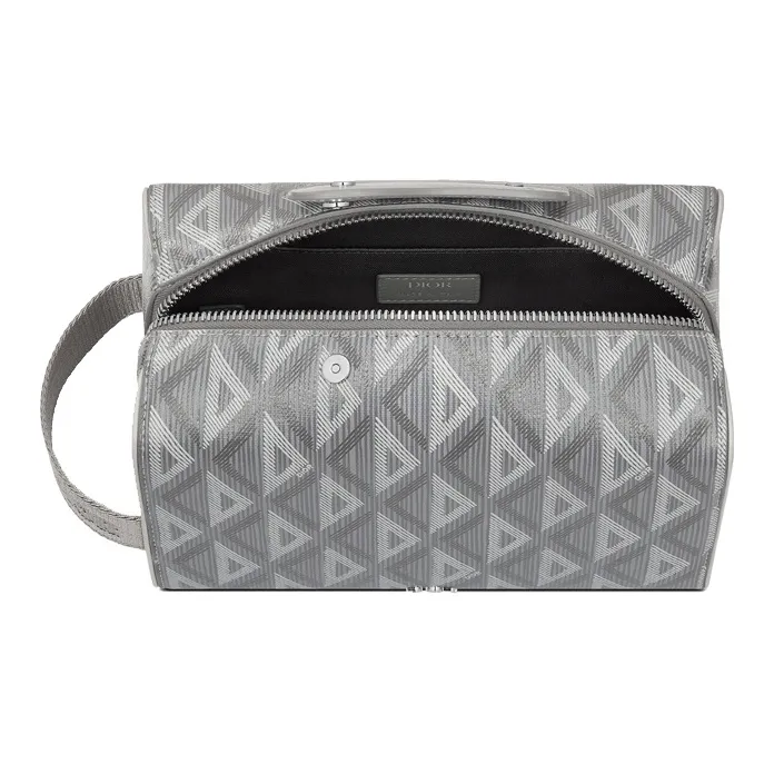 DIOR Lingot Canvas Storage Bag Clutch Toiletry Bag Men's Gray-3