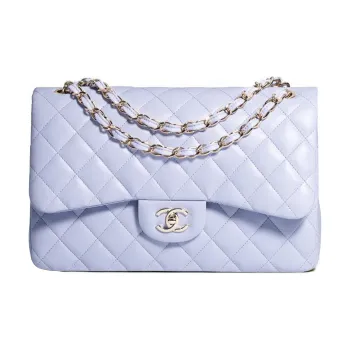 CHANEL Classic Flap CF Sheepskin Shoulder Bag Crossbody Bag Large Size Women's Light Purple