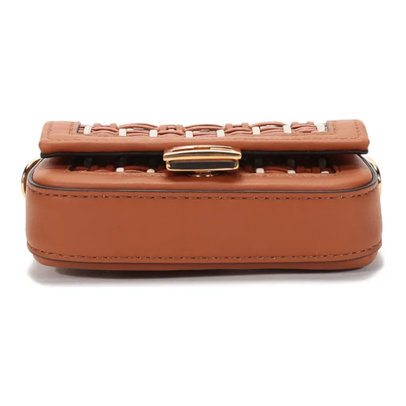 FENDI Baguette Leather Baguette Bag Coin Purses Crossbody Bag Shoulder Bag Women's Brown/White-4