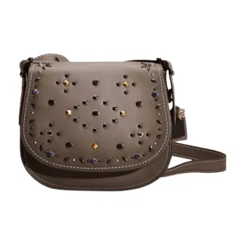 COACH Saddle Leather Saddle Bag, Shoulder Bag, Crossbody Bag Small Size Women's Heather Gray