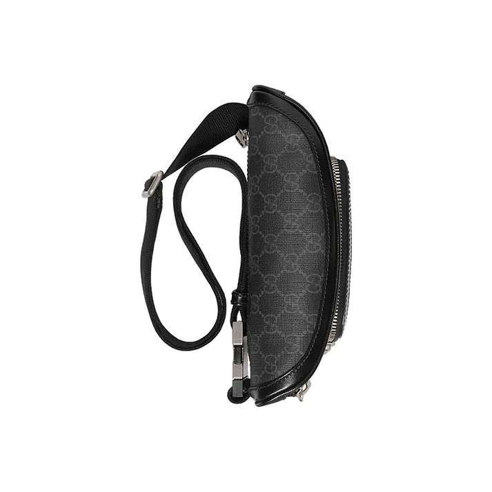 GUCCI Canvas With Leather Shoulder Bag, Crossbody Bag, Sling Bag, Fanny Pack Regular Men's Black Gray-3