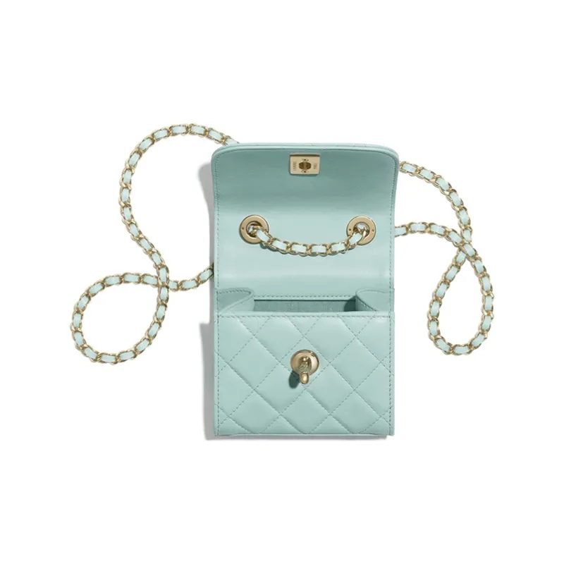 CHANEL Trendy Cc Sheepskin Shoulder Bag Women's Light Blue-2