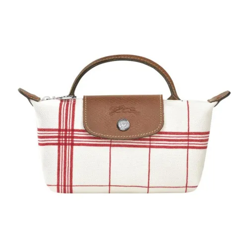 LONGCHAMP Le Pliage Makeup Bags Red White