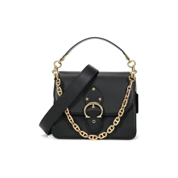 COACH Beat Leather Portable Crossbody Bag Shoulder Bag Medium Size Women's Brass/Black