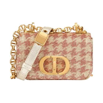 DIOR Caro Embroidered Metal With Leather Shoulder Bag Crossbody Bag Extra Mini Women's Pink