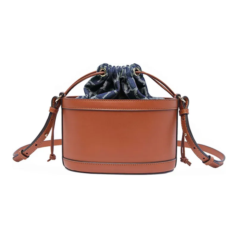 Laurence & Chico Cotton Bucket Bag Crossbody Bag Medium Size Women's Light Blue/navy-6