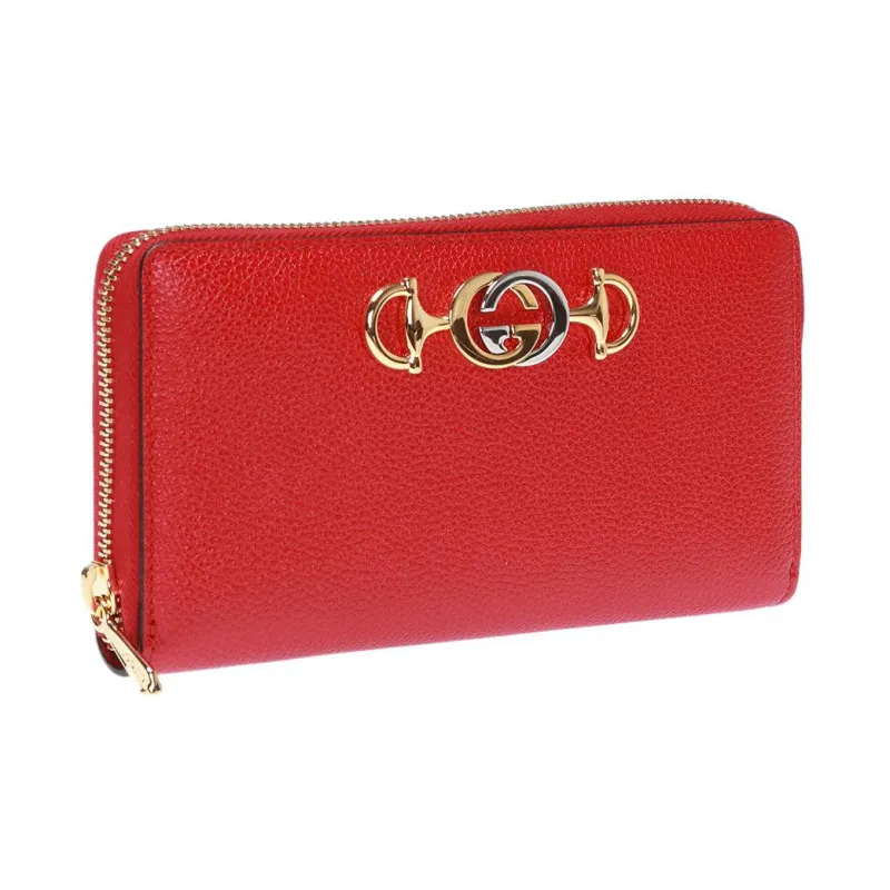 GUCCI Zumi Leather Clutches Wallet Women's Red-1