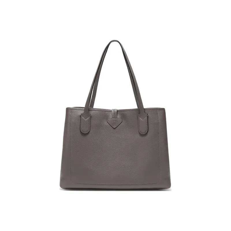 LONGCHAMP Roseau Cow Leather Laptop Bag Shoulder Bag Medium Size Women's Gray-3