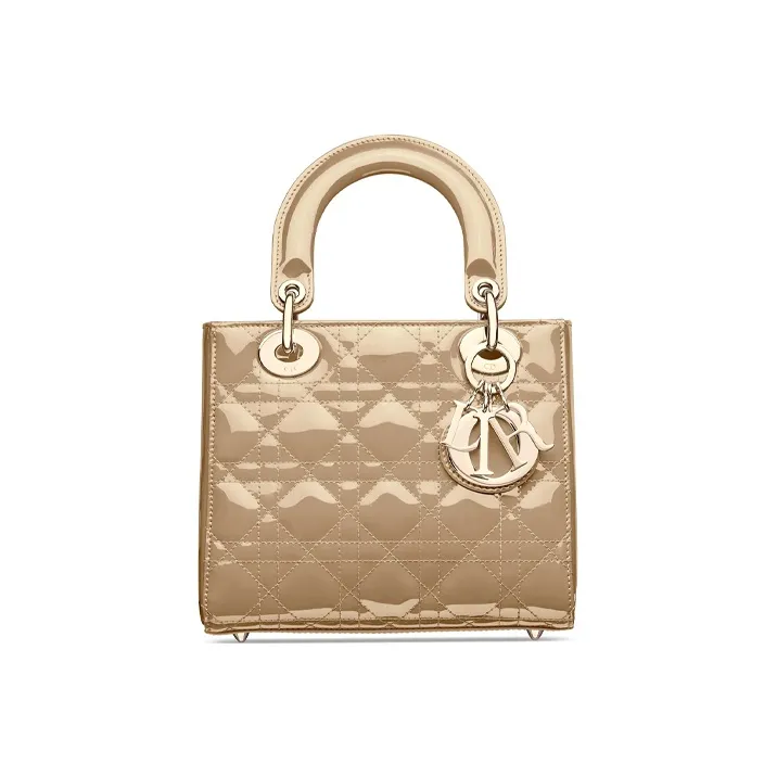 DIOR Lady Dior Patent Leather Calfskin Daisie Bag Portable Crossbody Bag Shoulder Bag Small Size Women's Beige-0
