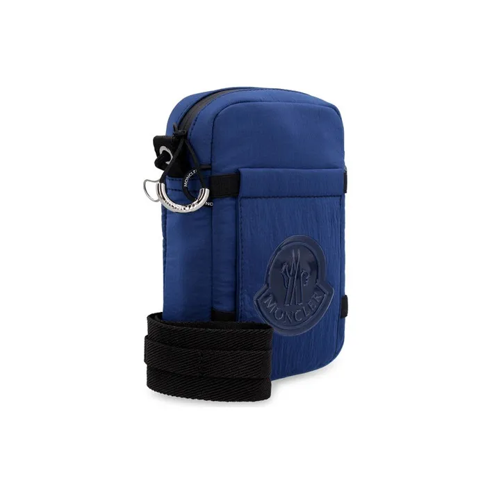 Moncler Calfskin With Canvas Shoulder Bag Crossbody Bag Men's Blue Black-1