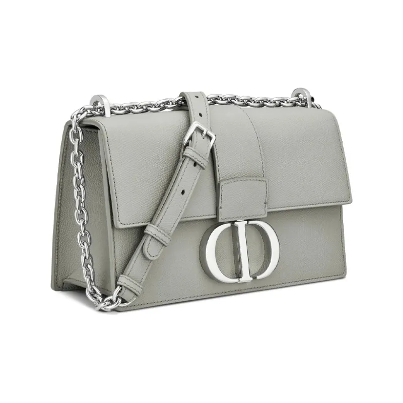 DIOR 30 Montaigne Grained Calfskin Box Bag Crossbody Bags Shoulder Bags Women's Gray-1