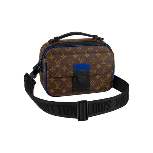 LOUIS VUITTON S Lock Coated Canvas Messenger Bag, Portable Crossbody Bag, Shoulder Bag Regular Men's Blue